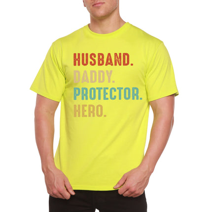 Husband, Daddy, Protector, Hero Men's Bamboo Viscose/Organic Cotton Short Sleeve Graphic T-Shirt