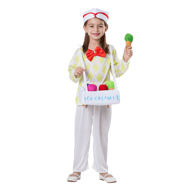 Kids Ice Cream Vendor Costume with Apron, Hat and Sweet Shop Style Details