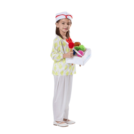 Kids Ice Cream Vendor Costume with Apron, Hat and Sweet Shop Style Details
