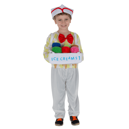 Kids Ice Cream Vendor Costume with Apron, Hat and Sweet Shop Style Details