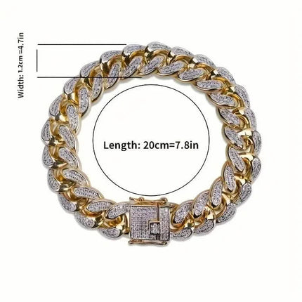 Iced Out Hip Hop Zircon Cuban Chain Bracelet for Men