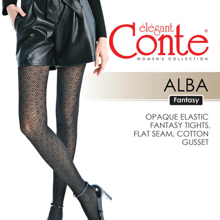 Fantasy Tights Conte Alba - Geometric Diamond Pattern