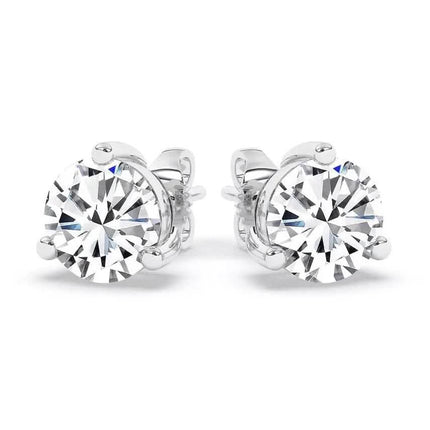 IGI, F/VS1, 3 CT Solitaire Lab-Grown Round Diamond Studs Earring 950 Platinum