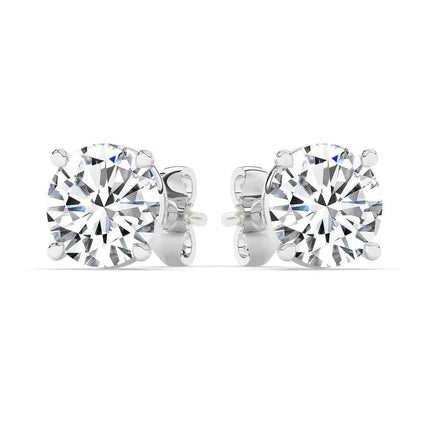 IGI, F/VS1, 4 CT Solitaire Lab-Grown Round Diamond Studs Earring, 950 Platinum