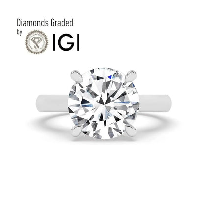 IGI, F/VS1, 5CT Solitaire Lab-Grown Round Diamond Engagement Ring 18K White Gold