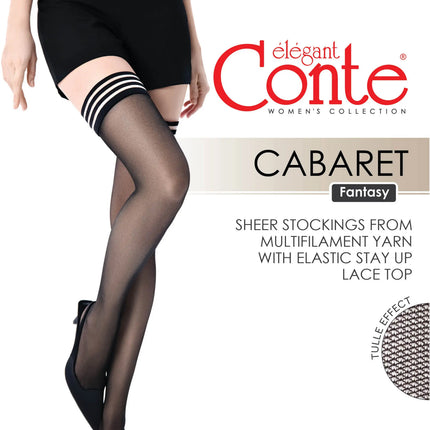 Fantasy Stockings Conte Cabaret - Openwork Elastic Band and Tulle Effect