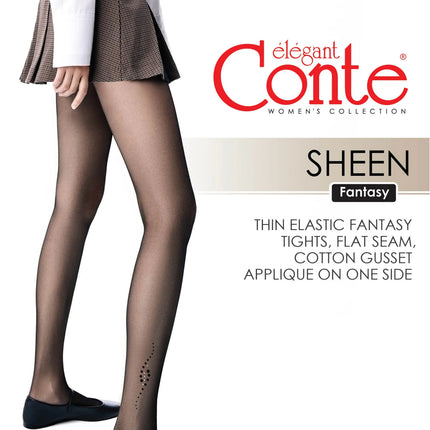 Fantasy Tights Conte Sheen - Flock and Rhinestone Applique