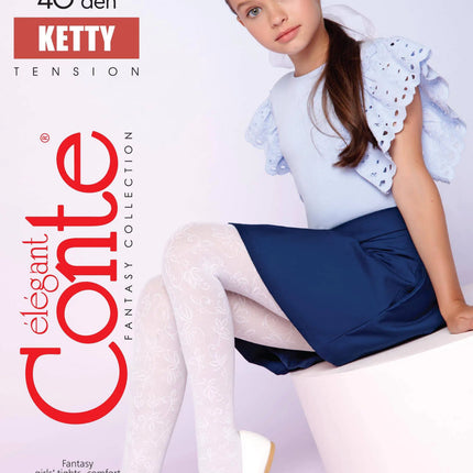 Conte Tights for girls Ketty 40 Den - Floral Pattern