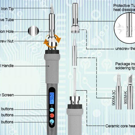 Image Digital-Controlled Thermostatic Soldering Iron with LCD Screen Display