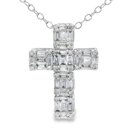 .50ct Diamond Cross Religious Pendant 10KT White Gold