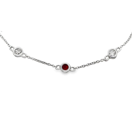 Genuine .25ct Ruby Diamond Bracelet 14KT White Gold
