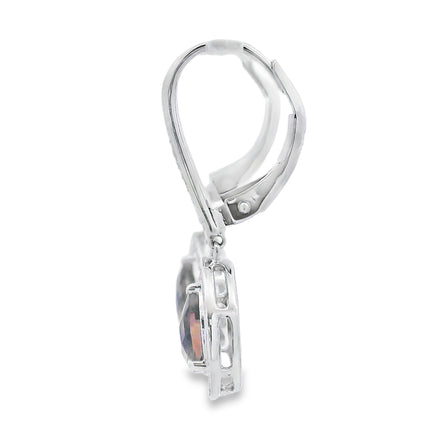 .87ct Quartz Diamond Dangle Earrings 10KT White Gold
