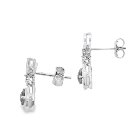 .47ct Quartz Diamond Dangle Earrings 10KT White Gold