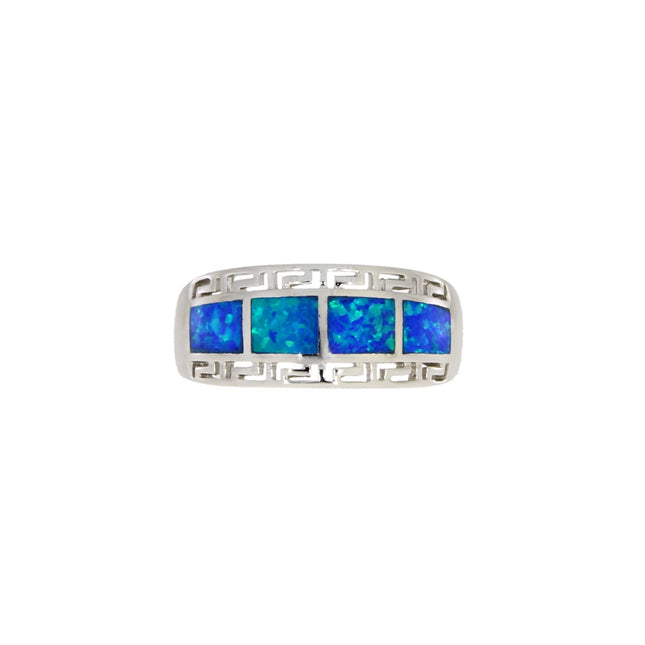 Genuine Created Opal Ring Sterling Silver