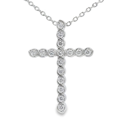 Genuine .50ct Cross Religious Pendant Sterling Silver