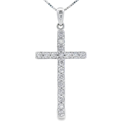 .25ct Diamond Cross Religious Pendant 14KT White Gold