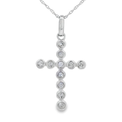 .20ct Diamond Cross Religious Pendant 14KT White Gold