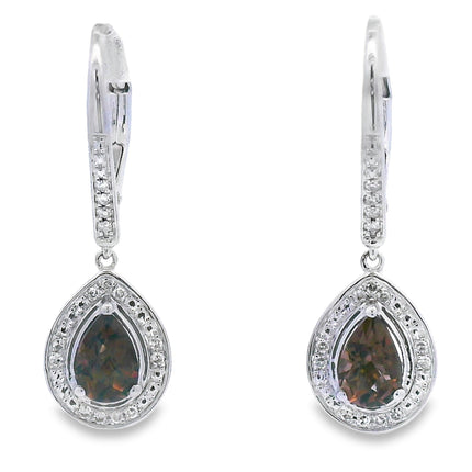 .87ct Quartz Diamond Dangle Earrings 10KT White Gold