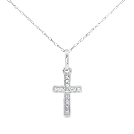 .05ct Diamond Cross Religious Pendant 14KT White Gold