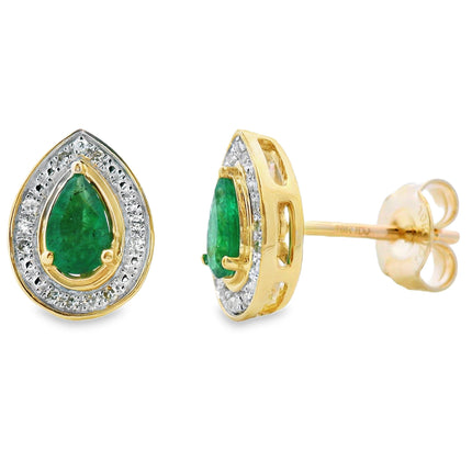 .45ct Emerald Diamond Stud Earrings 10KT Yellow Gold
