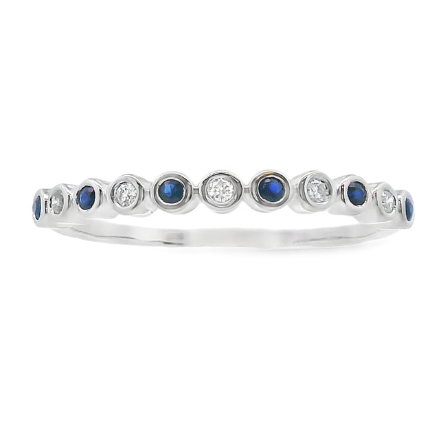 Sapphire Diamond stackable band set 14KT White Gold