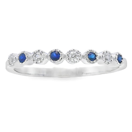 Sapphire Diamond stackable band set 14KT White Gold