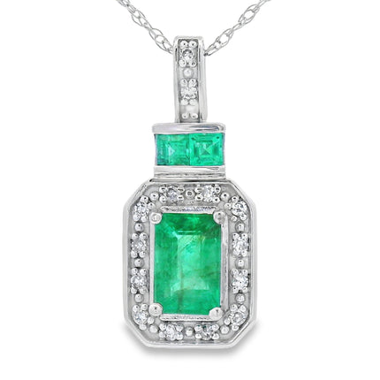 .64ct Emerald Diamond Fashion Pendants 14KT White Gold
