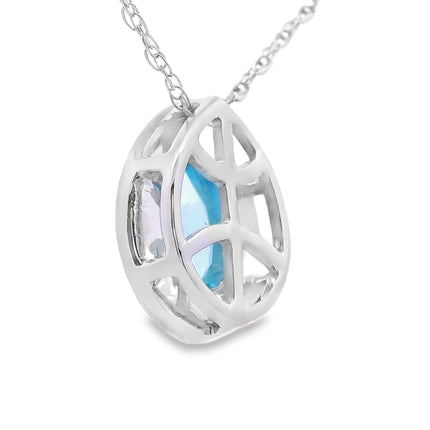 Blue Topaz Diamond Fashion Pendants 10KT White Gold