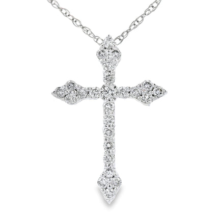 .16ct Diamond Cross Religious Pendant 14KT White Gold