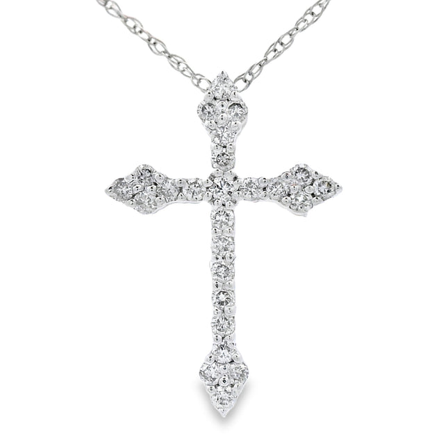 .16ct Diamond Cross Religious Pendant 14KT White Gold