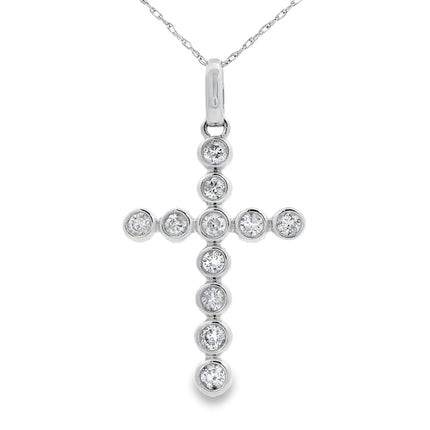.50ct Diamond Cross Religious Pendant 14KT White Gold