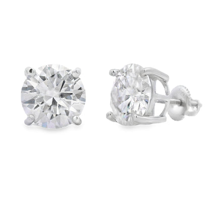 Natural 8.00ct Moissanite Stud Earrings Sterling Silver