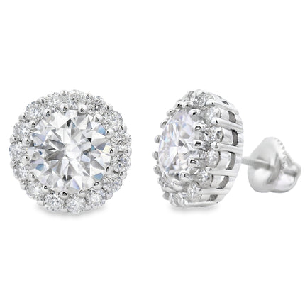 Natural 5.00ct Moissanite Stud Earrings Sterling Silver
