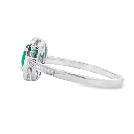 Genuine .53ct Chalcedony Diamond Ring 10KT White Gold