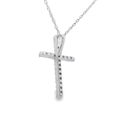.10ct Diamond Cross Religious Pendant 14KT White Gold