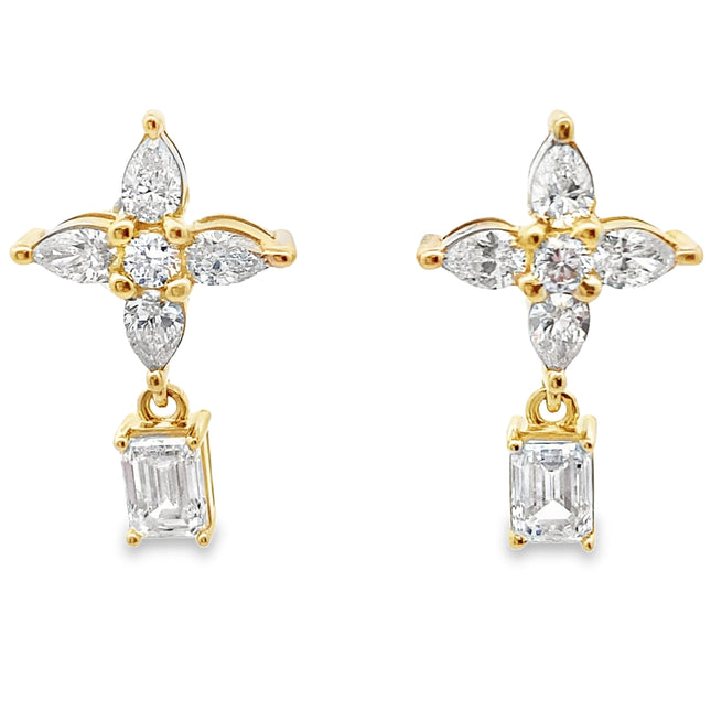Lab Grown Diamond Dangle Earrings 14KT Yellow Gold