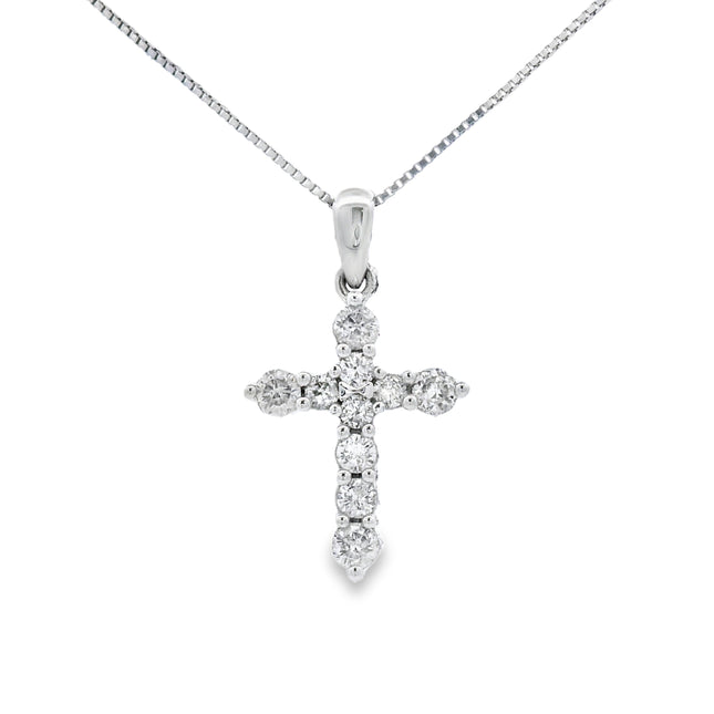.30ct Diamond Cross Religious Pendant 14KT White Gold