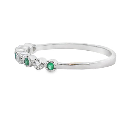 Emerald Diamond stackable band set 14KT White Gold