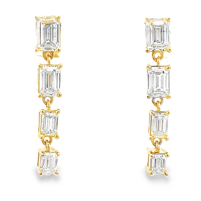 Lab Grown Diamond Dangle Earrings 14K Yellow Gold | Elegant Drop Earrings for Women