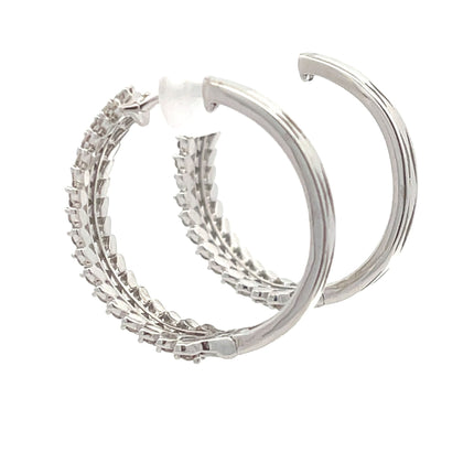Natural 1.02ct Diamond Hoop Earrings 10KT White Gold