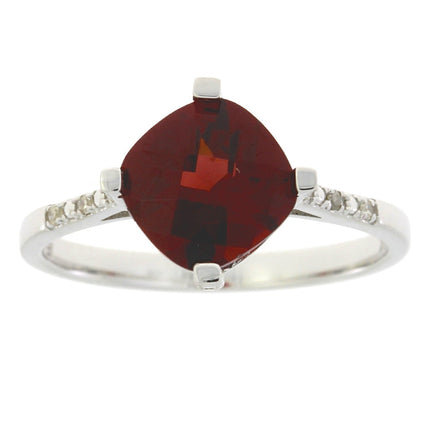 Natural 1.25ct Garnet Diamond Ring 10KT White Gold