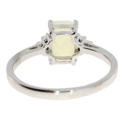 Genuine .02ct Opal Diamond Ring 10KT White Gold