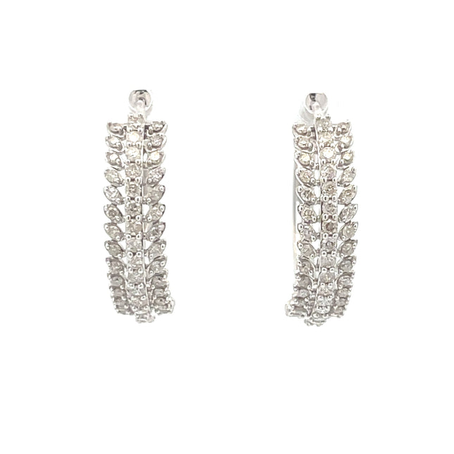 Natural 1.02ct Diamond Hoop Earrings 10KT White Gold