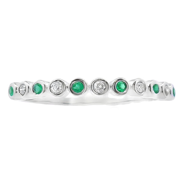 Emerald Diamond stackable band set 14KT White Gold