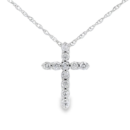 .12ct Diamond Cross Religious Pendant 14KT White Gold