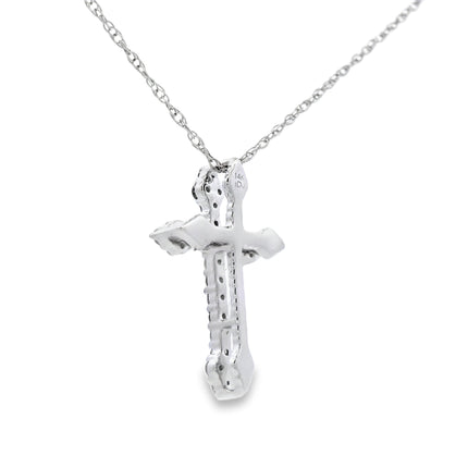 .16ct Diamond Cross Religious Pendant 14KT White Gold