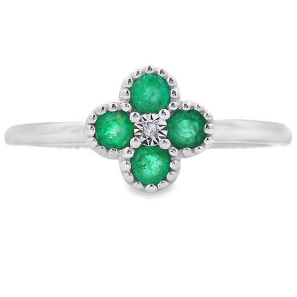 Genuine .15ct Emerald Diamond Ring 10KT White Gold