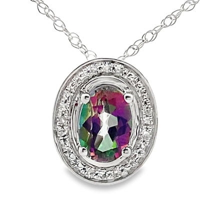 Mystic Fire Topaz Fashion Pendants 10KT White Gold