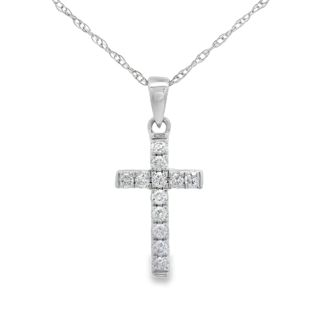 .11ct Diamond Cross Religious Pendant 14KT White Gold