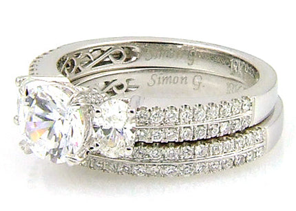 Natural 1.05ct Engagement Ring Set 18KT White Gold